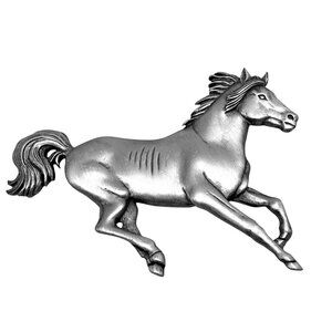 Vintage Jonette Jewelry Horse Brooch Pewter Pin Mustang Signed JJ Silvertone